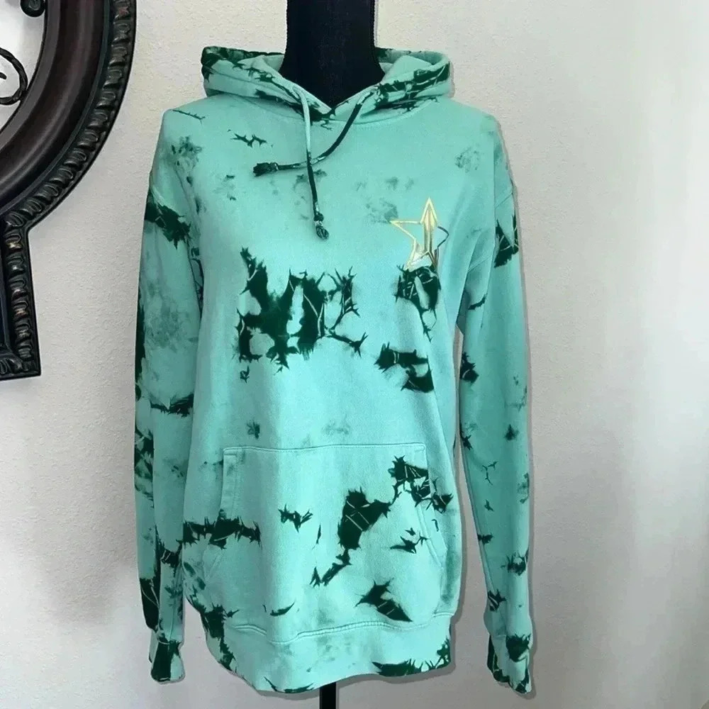 Jeffree Star Fashion Blood Money Tie-Dyed Green Hooded Sweatshirt Medium
